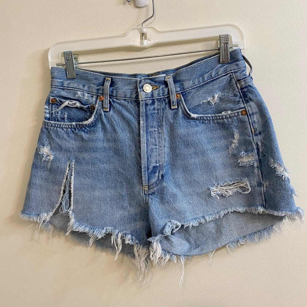 AGOLDE Parker Vintage Button Fly Cutoff Raw Hem Denim Shorts Women’s Size 25 - Picture 7 of 10